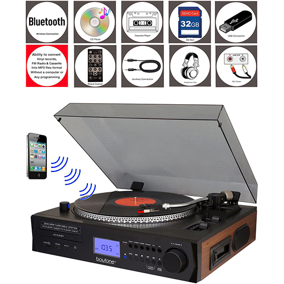 Boytone BT-11B Fully Automatic Large size Turntable, Bluetooth Wireless, 2 built in Boytone BT-11B Fully Automatic Large size Turntable, Bluetooth Wireless, 2 built in
