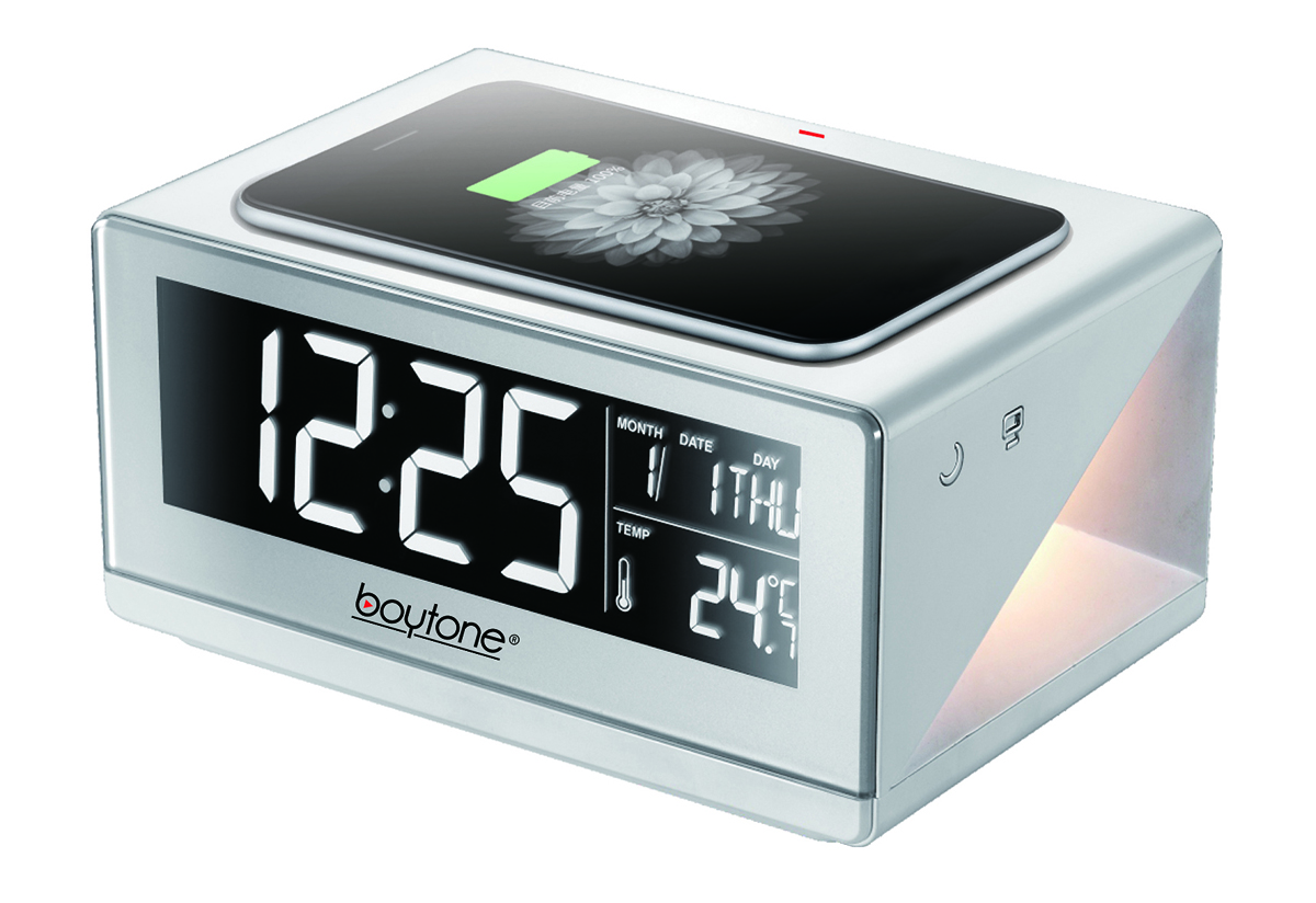Boytone BT-12W Fast Wireless Charging Digital Alarm Clock with Temperature & Calendar Display, Bed Light Boytone BT-12W Fast Wireless Charging Digital Alarm Clock with Temperature & Calendar Display, Bed Light