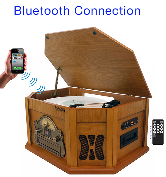 8-in-1 Boytone BT-25PW with Bluetooth Connection Natural wood Classic Turntable 8-in-1 Boytone BT-25PW with Bluetooth Connection Natural wood Classic Turntable