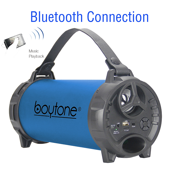 Boytone BT-40BL Portable Bluetooth Indoor/Outdoor Speaker 2.1 Hi-Fi Cylinder Loud Speaker with Built-in 2x3 Sub Boytone BT-40BL Portable Bluetooth Indoor/Outdoor Speaker 2.1 Hi-Fi Cylinder Loud Speaker with Built-in 2x3 Sub