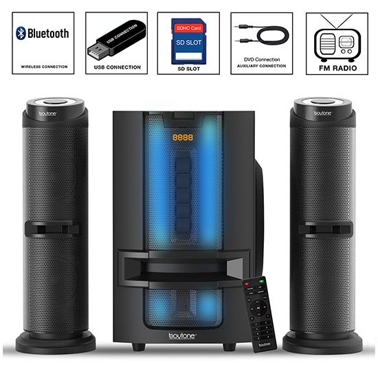 Boytone BT-426F, 2.1 Bluetooth Powerful Home Theater Speaker System, with FM Radio, Boytone BT-426F, 2.1 Bluetooth Powerful Home Theater Speaker System, with FM Radio,