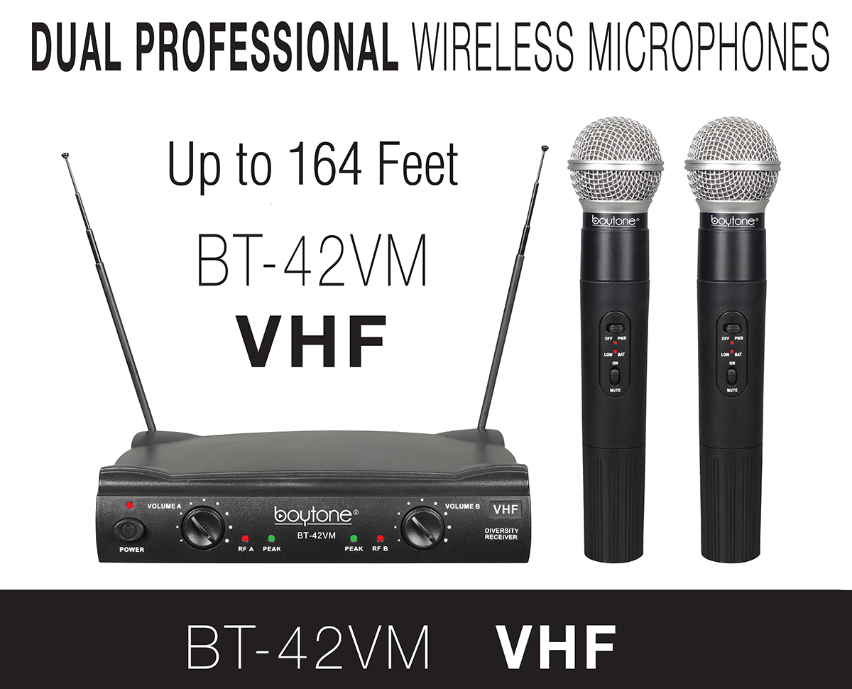 Professional Wireless Dual Frequency Dynamic Microphone 2 Mic /& Receiver System