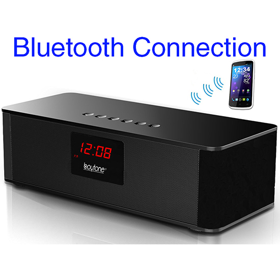Boytone BT-87CR Portable FM Radio Alarm Clock, Wireless Bluetooth 4.1 Speaker, Built Boytone BT-87CR Portable FM Radio Alarm Clock, Wireless Bluetooth 4.1 Speaker, Built