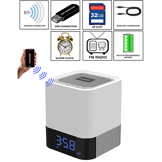 Boytone BT-84CB Portable FM Radio Alarm Clock Wireless Bluetooth 4.1 Speaker, 3-Way Boytone BT-84CB Portable FM Radio Alarm Clock Wireless Bluetooth 4.1 Speaker, 3-Way