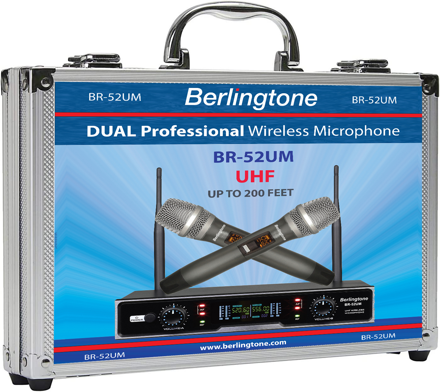 Boytone BR-52UM Professional Dual Dynamic Handheld UHF Wireless Microphone System