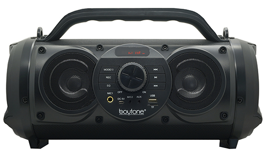 Boytone BT-18BK Portable Bluetooth Boombox Speaker, Indoor/Outdoor 2.1 Hi-Fi Cylinder Loud Sound Built-in 5
