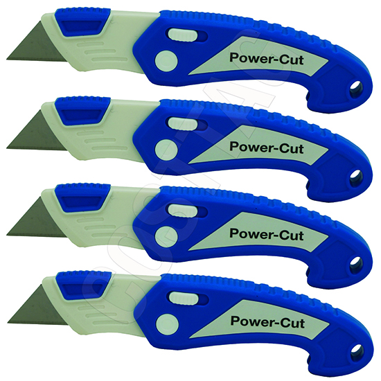 Lightweight Heavy Duty Pocket Knife Retractable Blade ABS Folding Safety Utility Box Cutter with Lock Release - 4 Pack