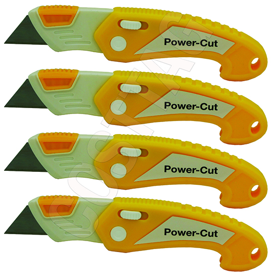 Lightweight Heavy Duty Pocket Knife Retractable Blade ABS Folding Safety Utility Box Cutter with Lock Release - 4 Pack