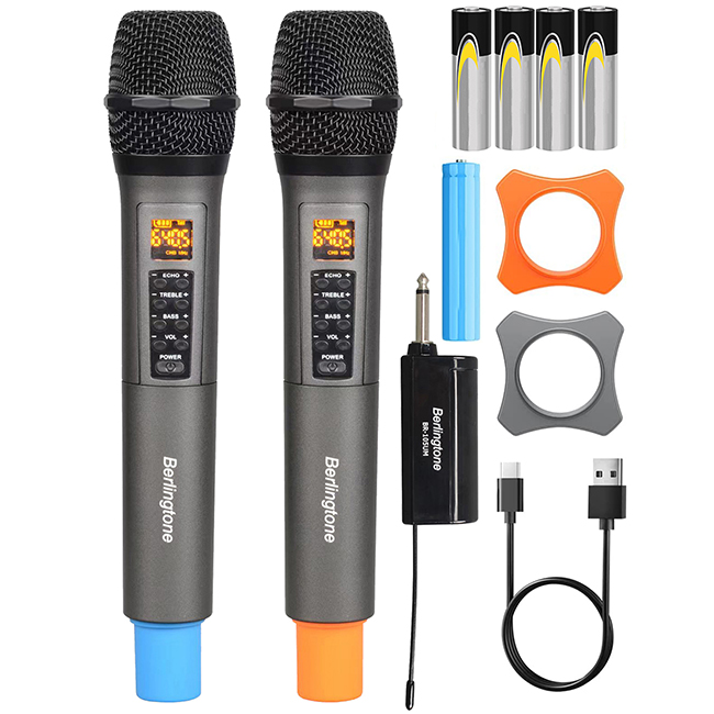 Berlingtone BR-105UM Wireless Microphone with Echo, Treble, Bass & 100 FT Range, Portable UHF Berlingtone BR-105UM Wireless Microphone with Echo, Treble, Bass & 100 FT Range, Portable UHF